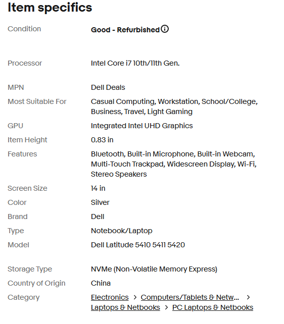 Dell Latitude 14" Laptop Computer Intel i7 Up To 16GB RAM 512GB SSD - Image 5